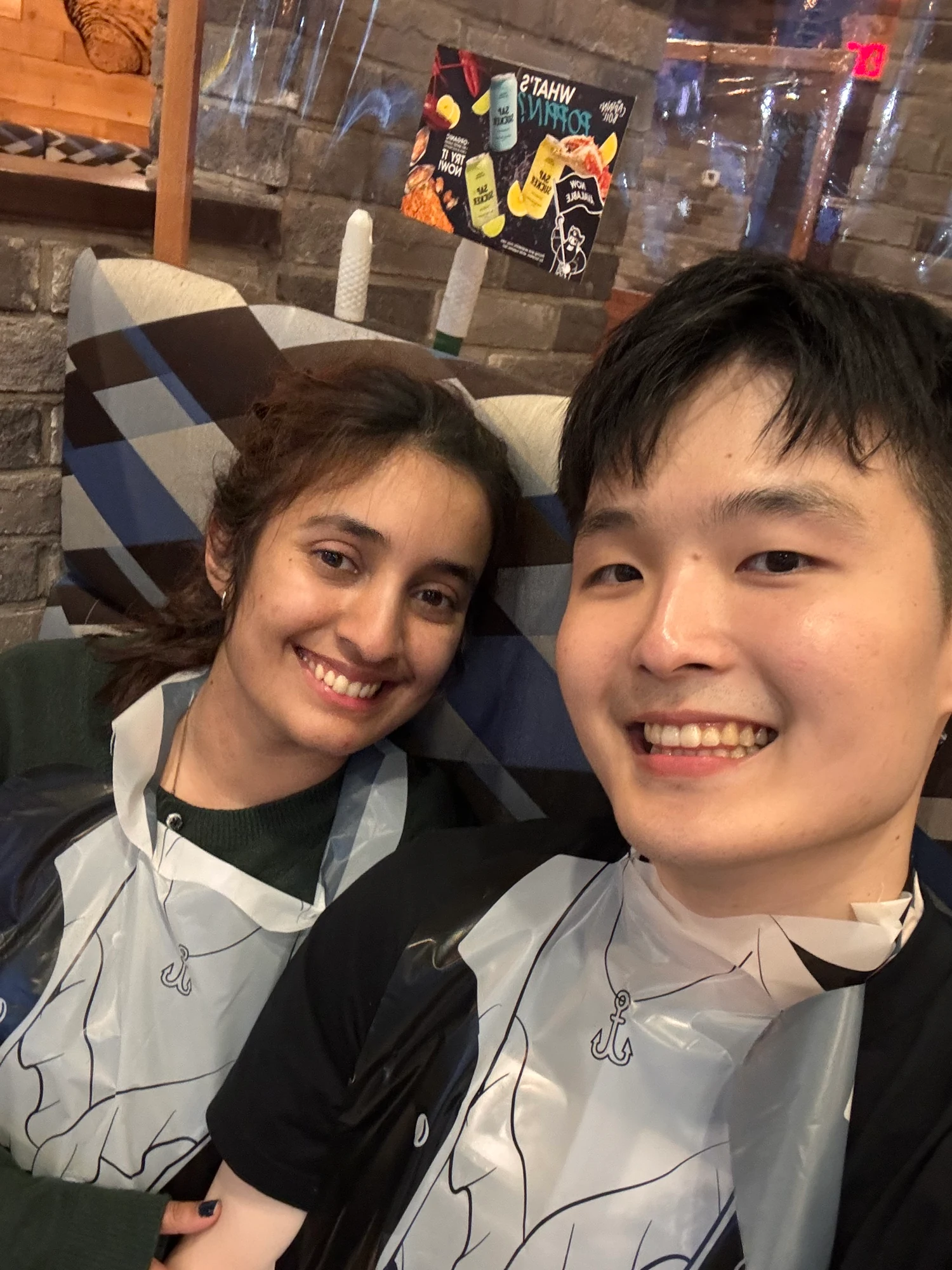 restaurant bibs selfie