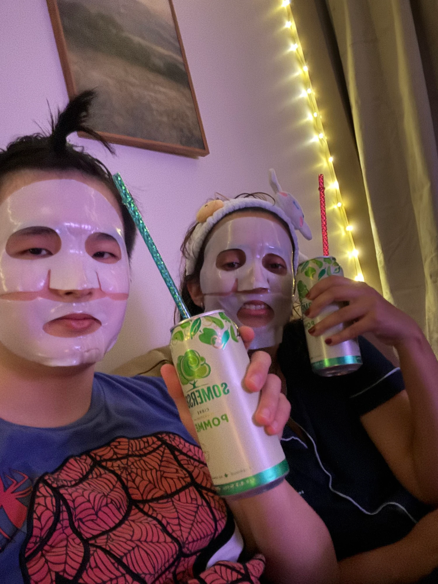 face masks and drinks