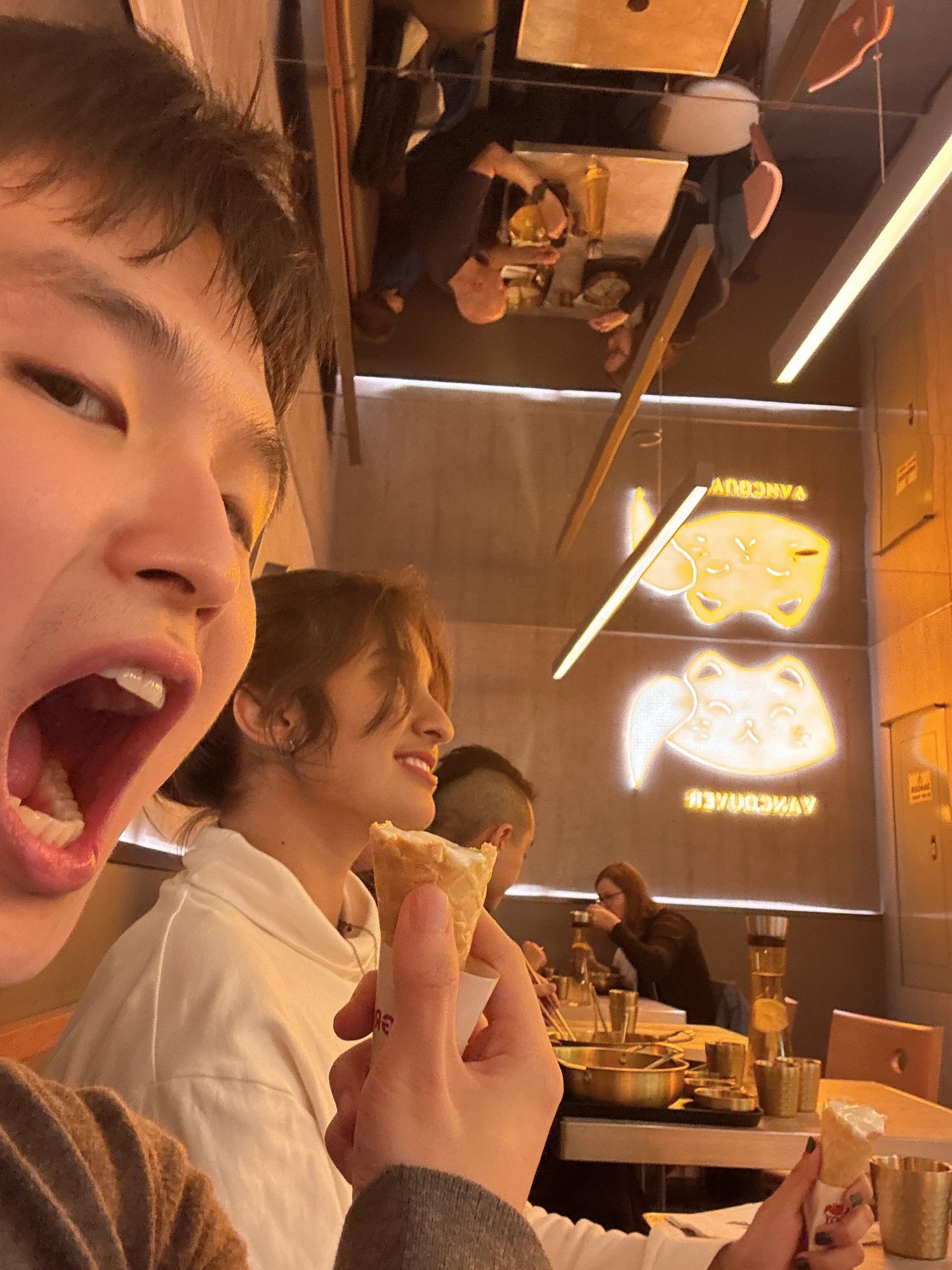 ice cream selfie together at the restaurant