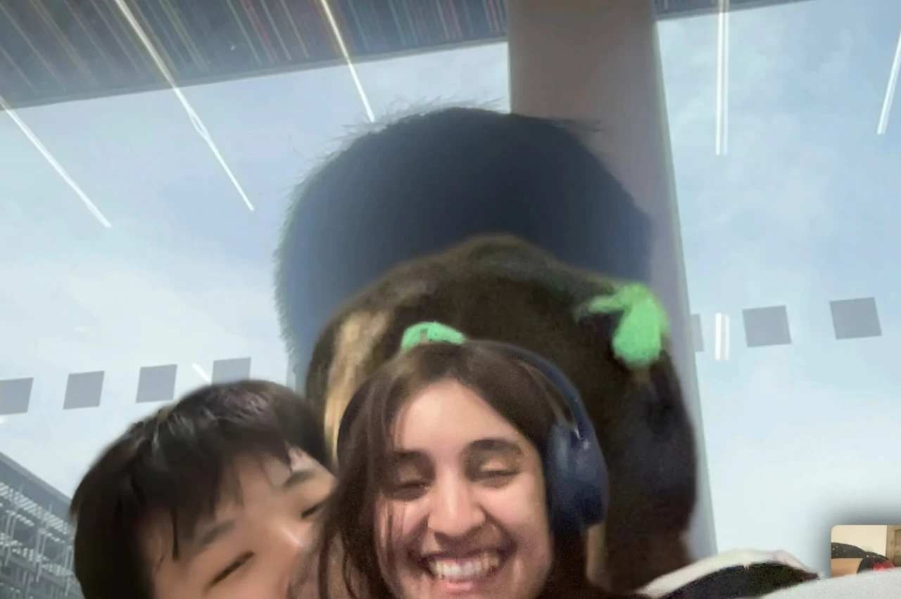 headphones selfie together